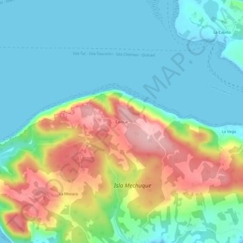 Mappa topografica Coihue, altitudine, rilievo