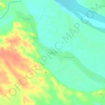 Mappa topografica Aggub, altitudine, rilievo