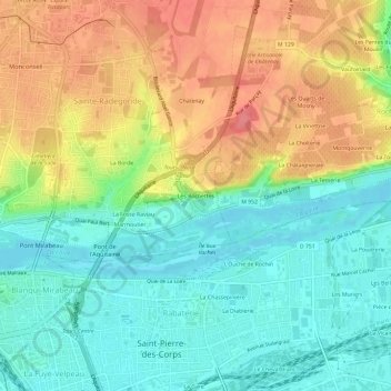 Mappa topografica Les Rochettes, altitudine, rilievo