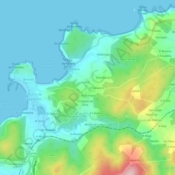 Mappa topografica A Caridade, altitudine, rilievo
