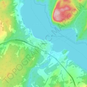 Mappa topografica Cabano, altitudine, rilievo