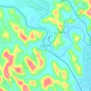 Mappa topografica Dias Tavares, altitudine, rilievo