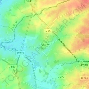Mappa topografica Fesmy, altitudine, rilievo