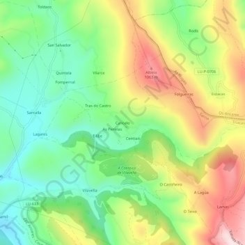 Mappa topografica Cancelo, altitudine, rilievo