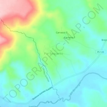 Mappa topografica Por Enquanto, altitudine, rilievo