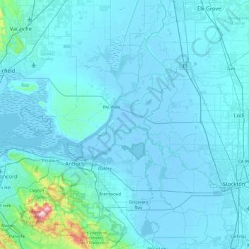 Mappa topografica Twitchell Island, altitudine, rilievo