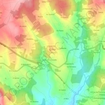 Mappa topografica A Peroxa, altitudine, rilievo