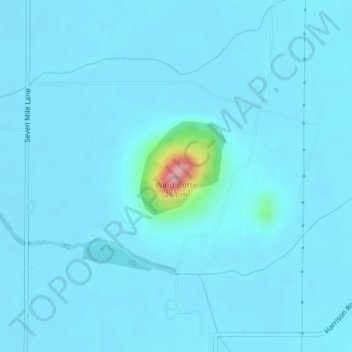 Mappa topografica Ward Butte, altitudine, rilievo