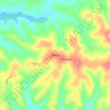 Mappa topografica Oakland, altitudine, rilievo