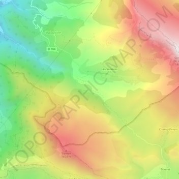 Mappa topografica Gigouret, altitudine, rilievo