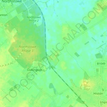 Mappa topografica Westwick, altitudine, rilievo