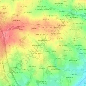 Mappa topografica Le Pirot, altitudine, rilievo