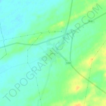 Mappa topografica Sanju, altitudine, rilievo