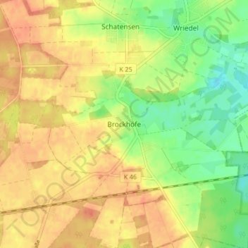 Mappa topografica Brockhöfe, altitudine, rilievo