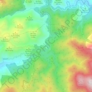 Mappa topografica Campu Omu, altitudine, rilievo