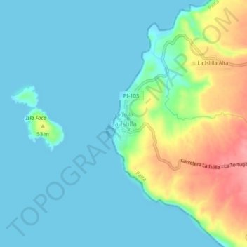 Mappa topografica La Islilla, altitudine, rilievo