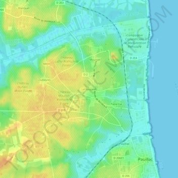 Mappa topografica Le Pouyalet, altitudine, rilievo