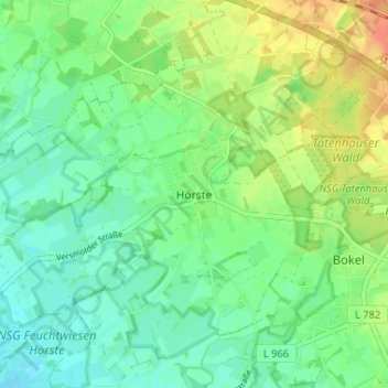 Mappa topografica Hörste, altitudine, rilievo