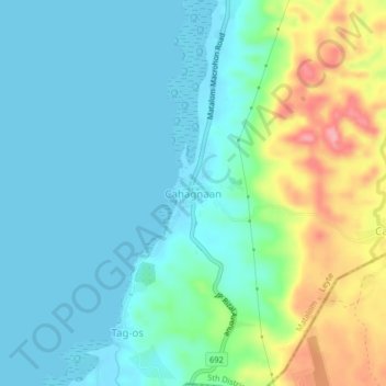 Mappa topografica Cahagnaan, altitudine, rilievo