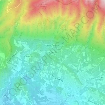 Mappa topografica Les Chalons, altitudine, rilievo