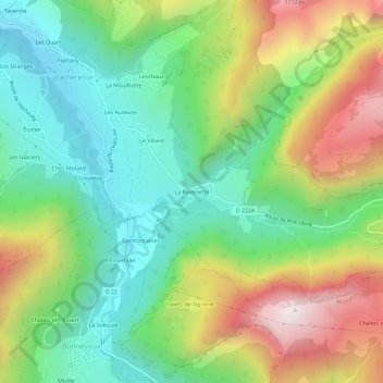 Mappa topografica La Revenette, altitudine, rilievo