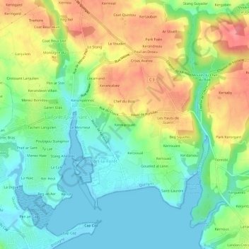 Mappa topografica Kermarquer, altitudine, rilievo