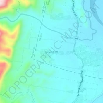 Mappa topografica Cabaruan, altitudine, rilievo
