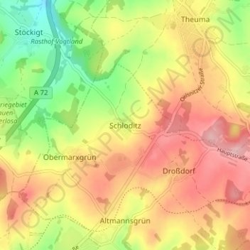 Mappa topografica Schloditz, altitudine, rilievo