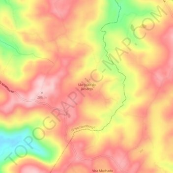 Mappa topografica São João do Deserto, altitudine, rilievo