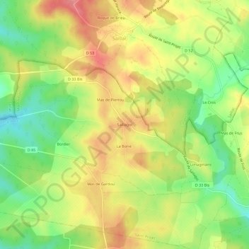 Mappa topografica Saillagol, altitudine, rilievo