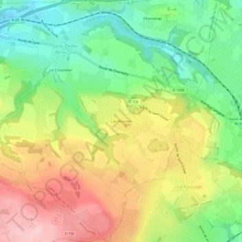 Mappa topografica Les Rivoires, altitudine, rilievo