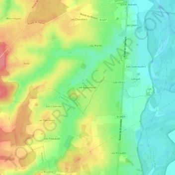 Mappa topografica Les Beaumonts, altitudine, rilievo
