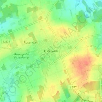 Mappa topografica Osterwick, altitudine, rilievo