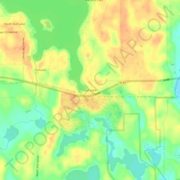 Mappa topografica Gull Lake, altitudine, rilievo