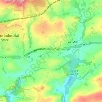 Mappa topografica Smithaleigh, altitudine, rilievo