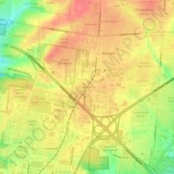 Mappa topografica Brecon, altitudine, rilievo
