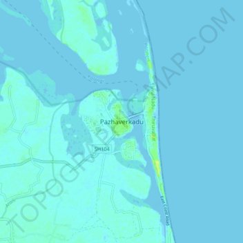 Mappa topografica Pazhaverkadu, altitudine, rilievo