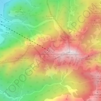 Mappa topografica Tegelberg, altitudine, rilievo