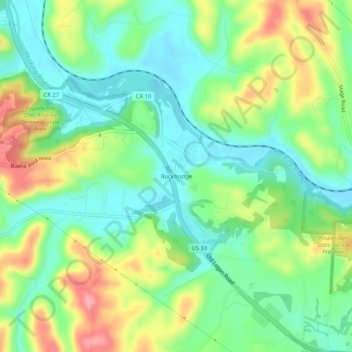 Mappa topografica Rockbridge, altitudine, rilievo