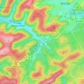 Mappa topografica Schwangerbach, altitudine, rilievo