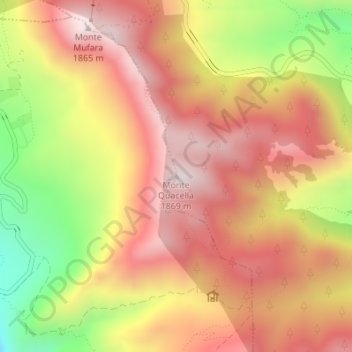 Mappa topografica Monte Quacella, altitudine, rilievo