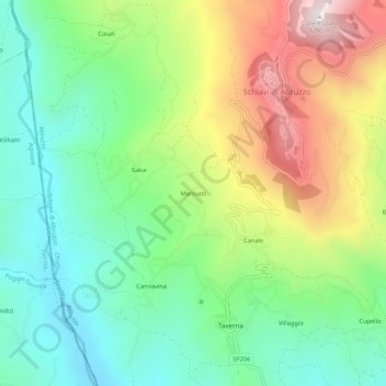 Mappa topografica Marcucci, altitudine, rilievo