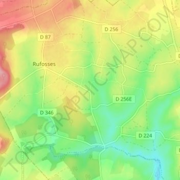 Mappa topografica L'Amanderie, altitudine, rilievo