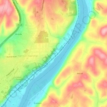 Mappa topografica Karns, altitudine, rilievo