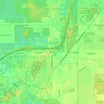 Mappa topografica Getzville, altitudine, rilievo