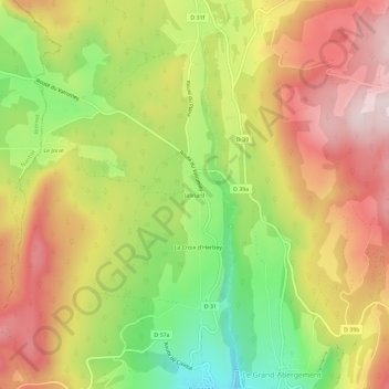 Mappa topografica Jalinard, altitudine, rilievo