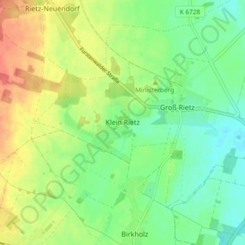 Mappa topografica Klein Rietz, altitudine, rilievo