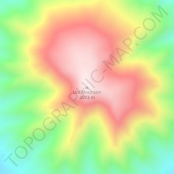 Mappa topografica Ute Mountain, altitudine, rilievo