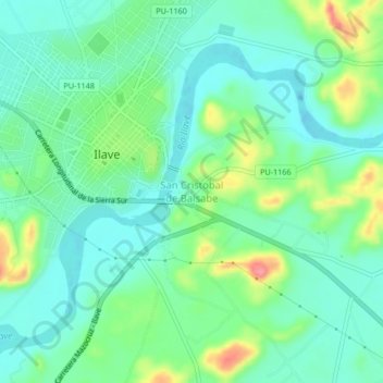 Mappa topografica San Cristobal de Balsabe, altitudine, rilievo