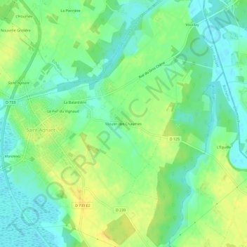 Mappa topografica Moulin des Chaumes, altitudine, rilievo
